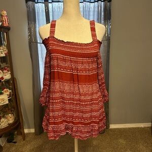 Maurices Red Patterned Off-Shoulder Blouse